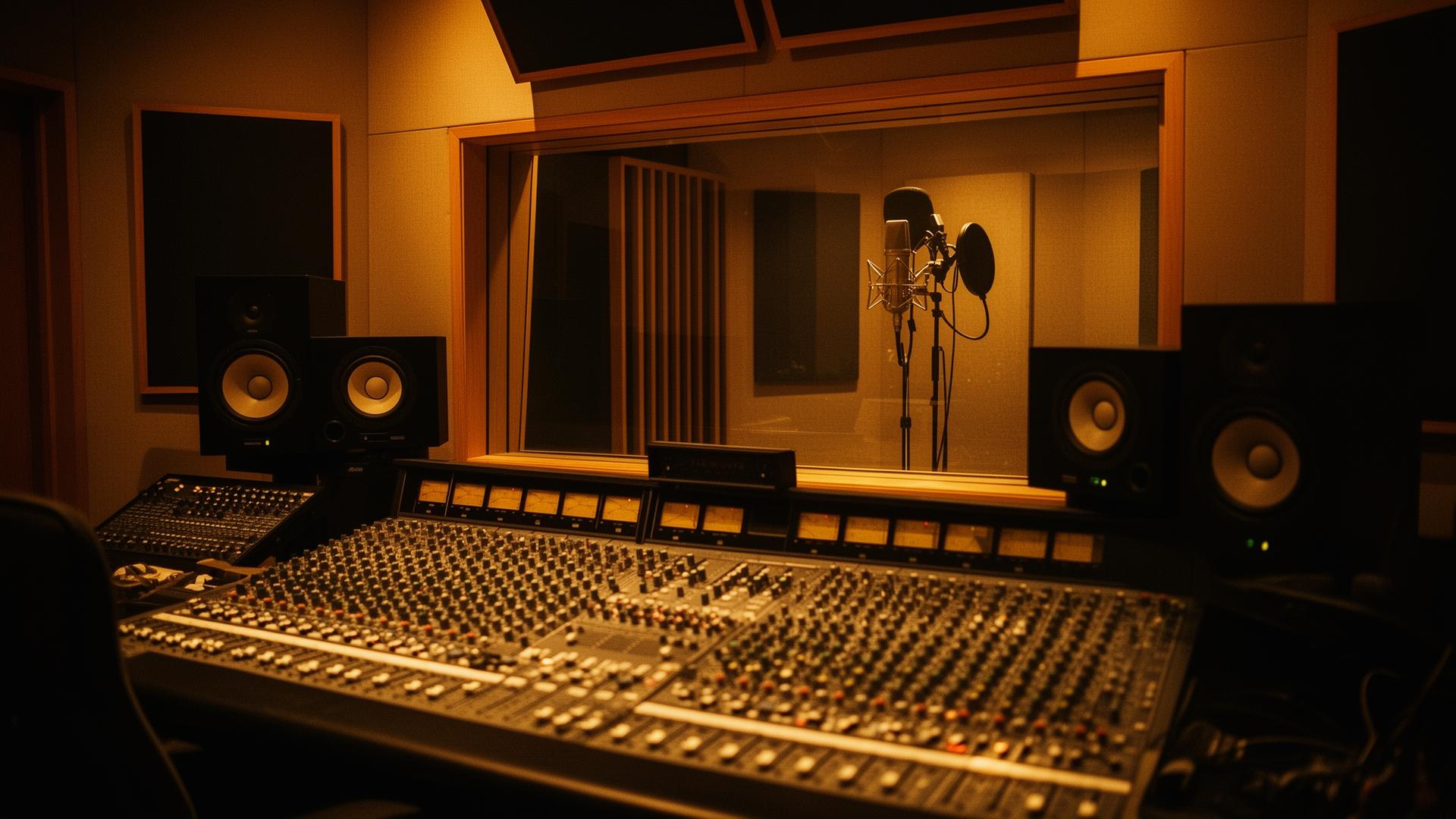 Studio atmosphere with warm golden light